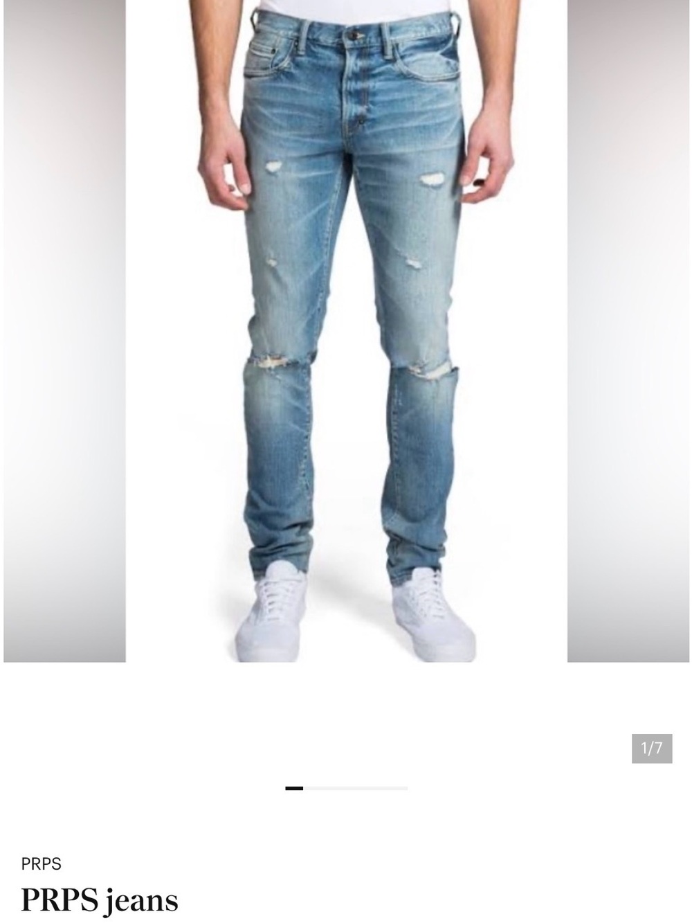PRPS Men’s Light Wash Skinny Ripped Jeans